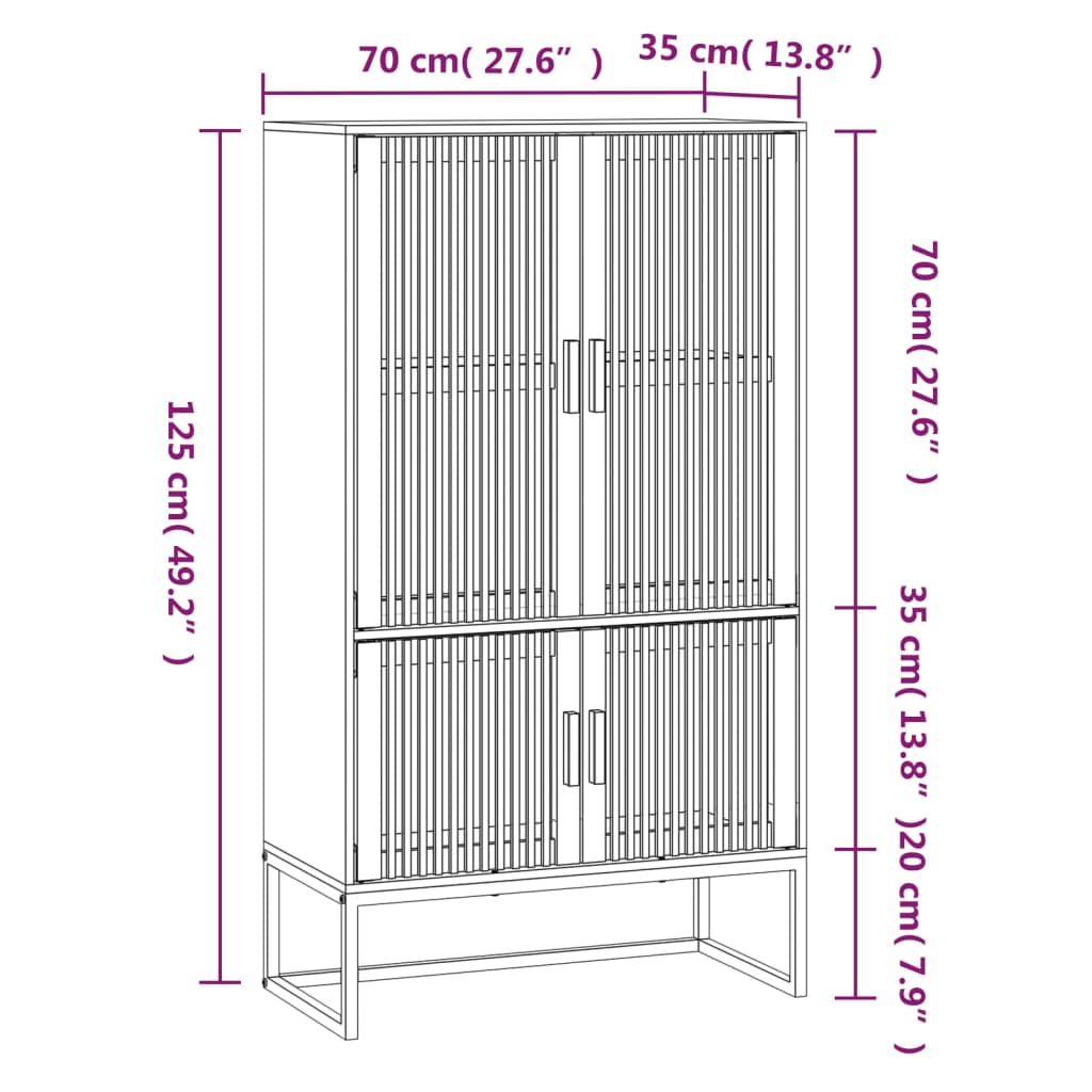 vidaXL Aparador alto madera contrachapada 70x35x125 cm