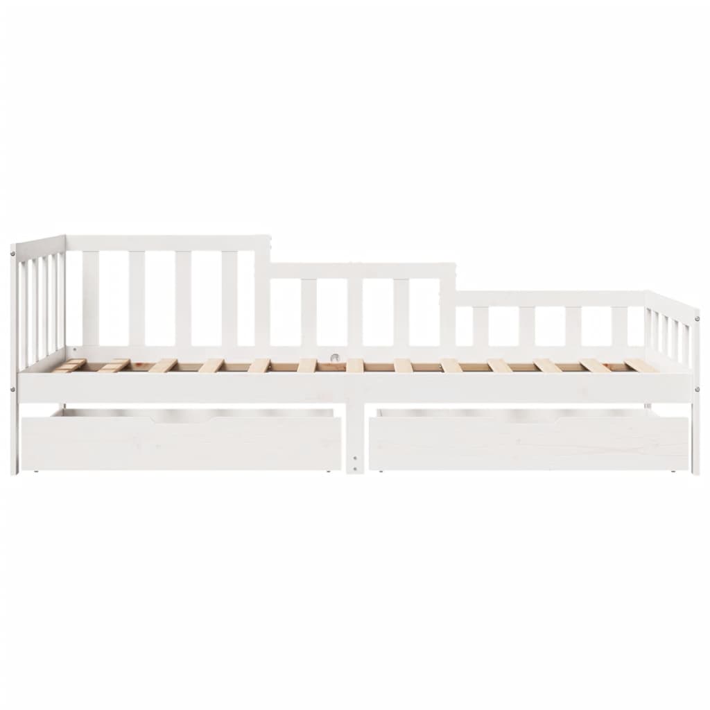 vidaXL Sofá cama con cajones madera maciza de pino blanco 90x200 cm