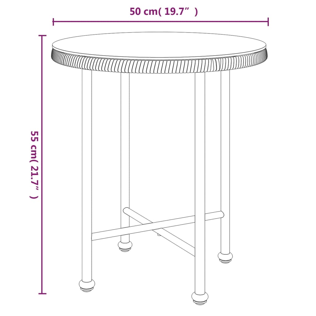 vidaXL Juego de comedor de jardín 3 piezas ratán sintético negro