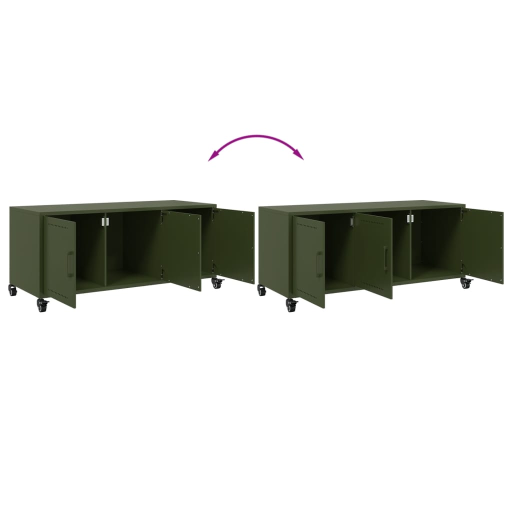 vidaXL Mueble de TV de acero verde oliva 100,5x39x43,5 cm