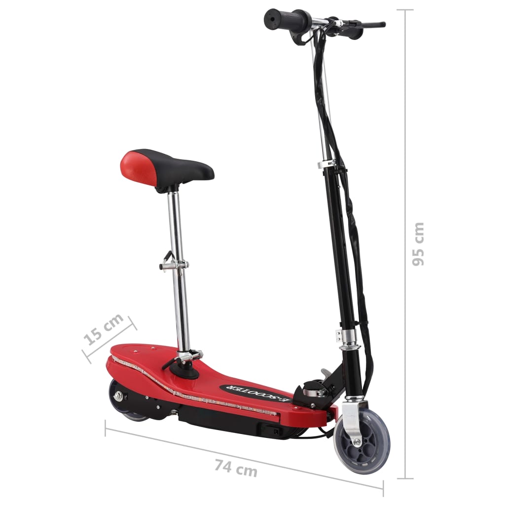 vidaXL Patinete para niños con asiento y LED rojo 120 W