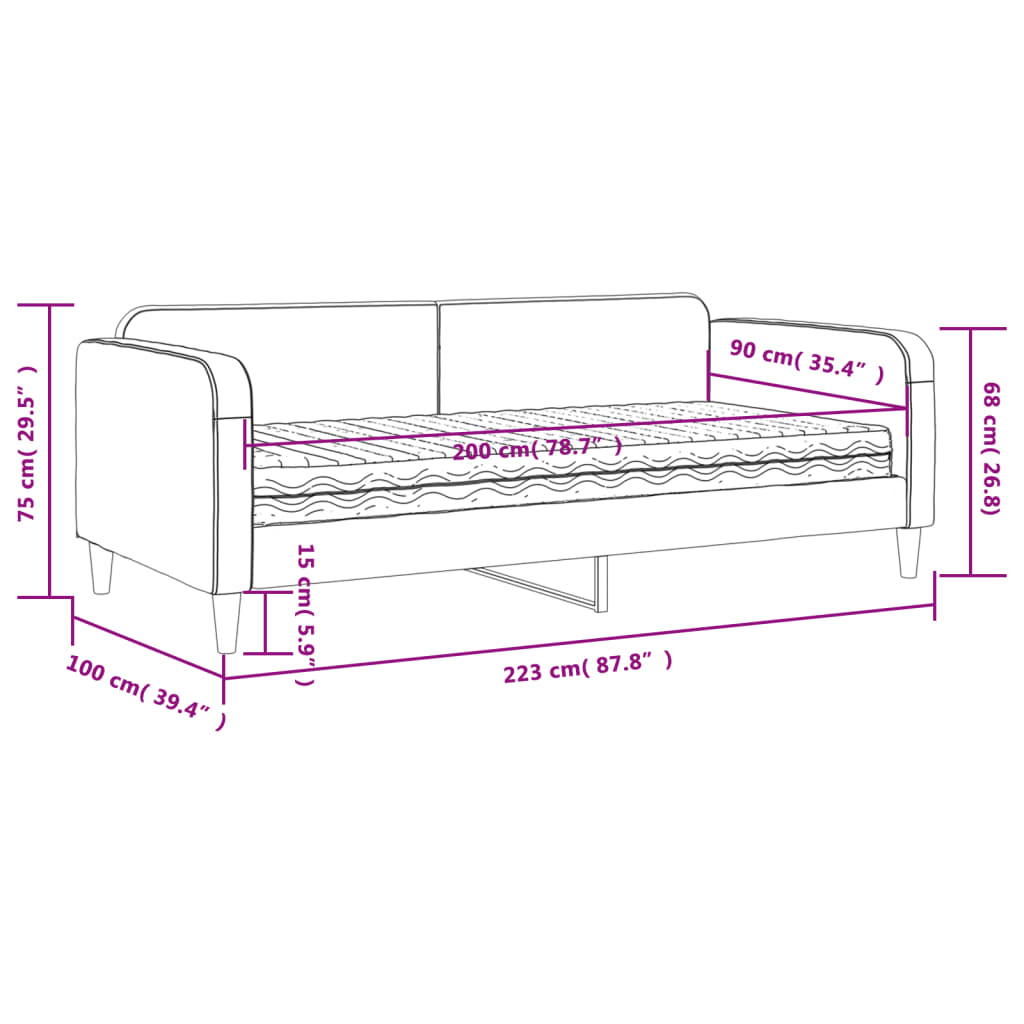 vidaXL Sofá cama con colchón tela crema 90x200 cm