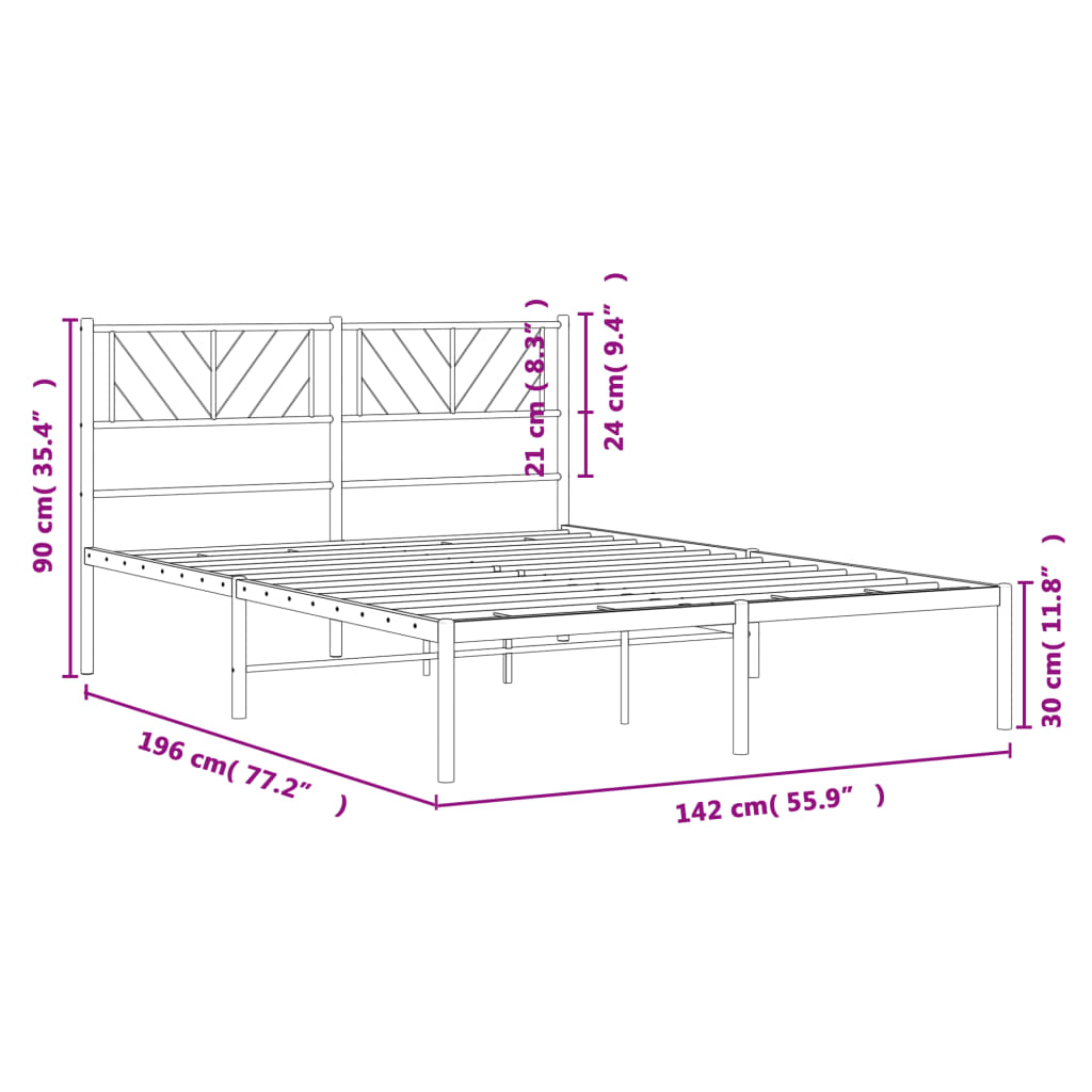 vidaXL Estructura cama sin colchón con cabecero metal blanco 135x190cm