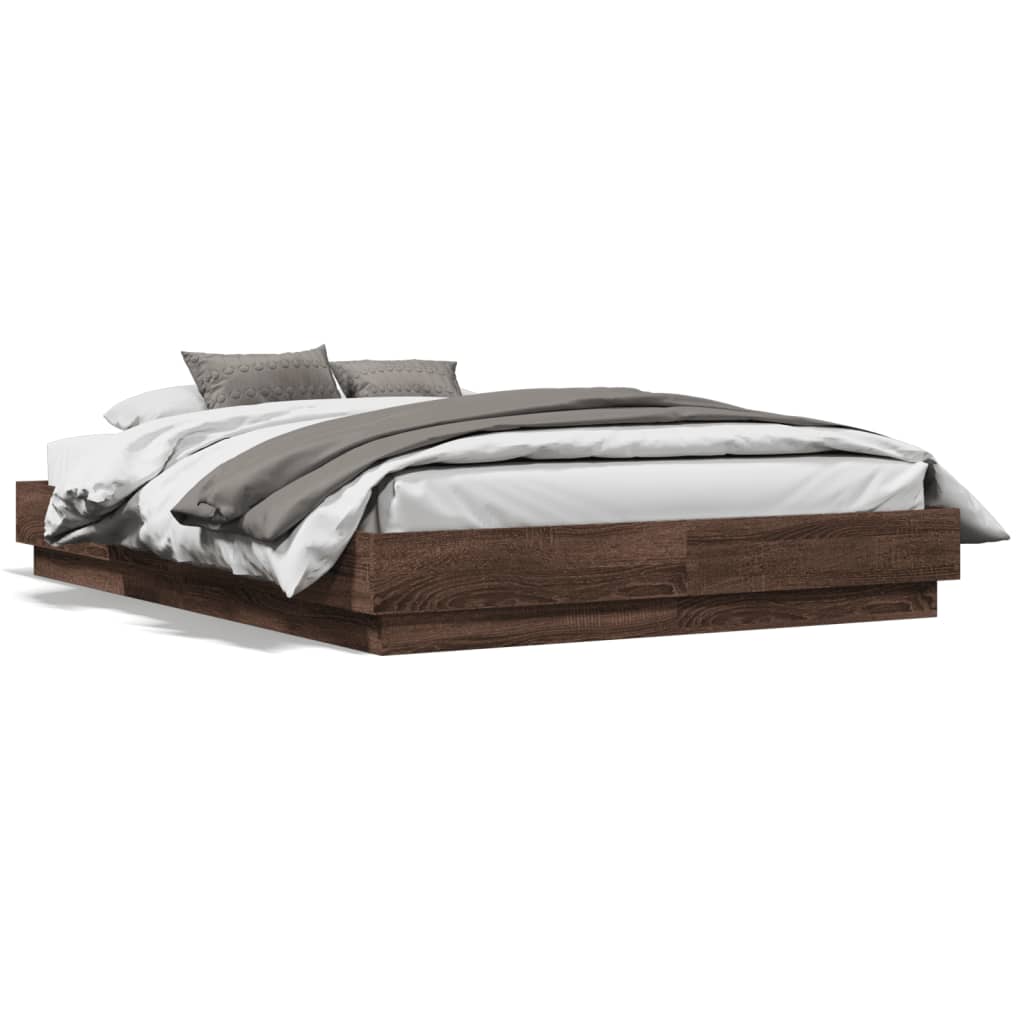 vidaXL Estructura de cama madera de ingeniería marrón roble 140x190 cm