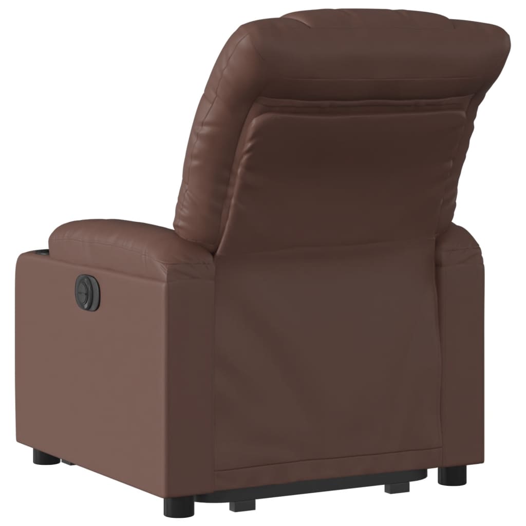 vidaXL Sillón reclinable elevable eléctrico de cuero sintético marrón