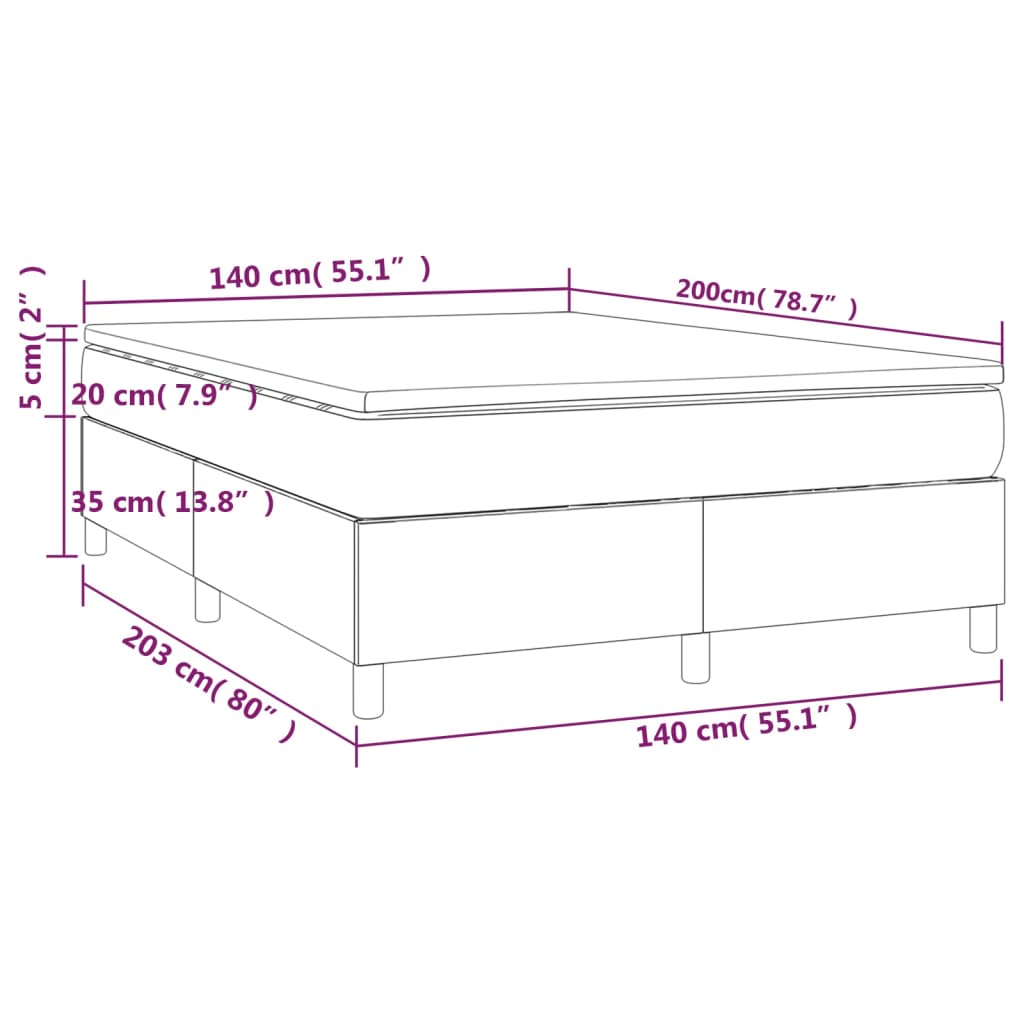 vidaXL Cama box spring con colchón terciopelo gris oscuro 140x200 cm