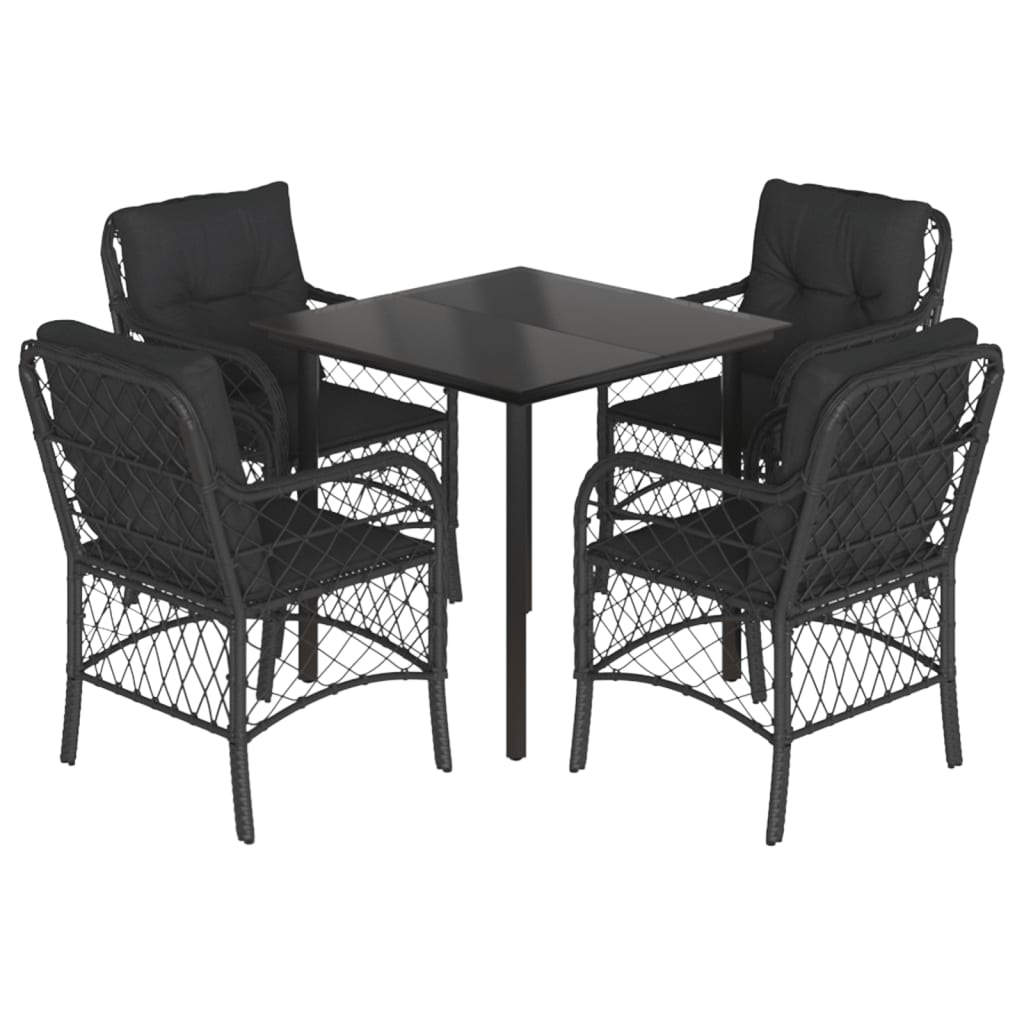 vidaXL Set de muebles jardín 5 pzas con cojines ratán sintético negro