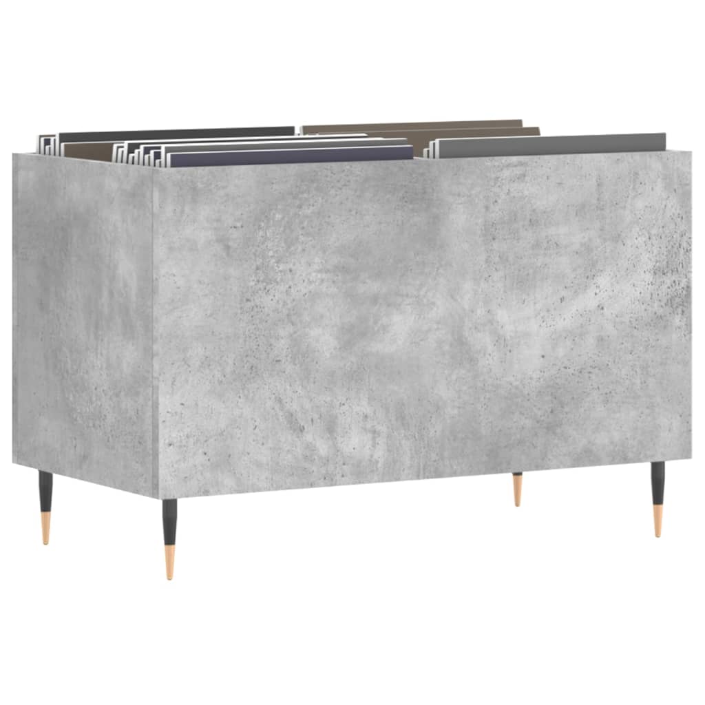 vidaXL Mueble discos madera contrachapada gris hormigón 74,5x38x48 cm