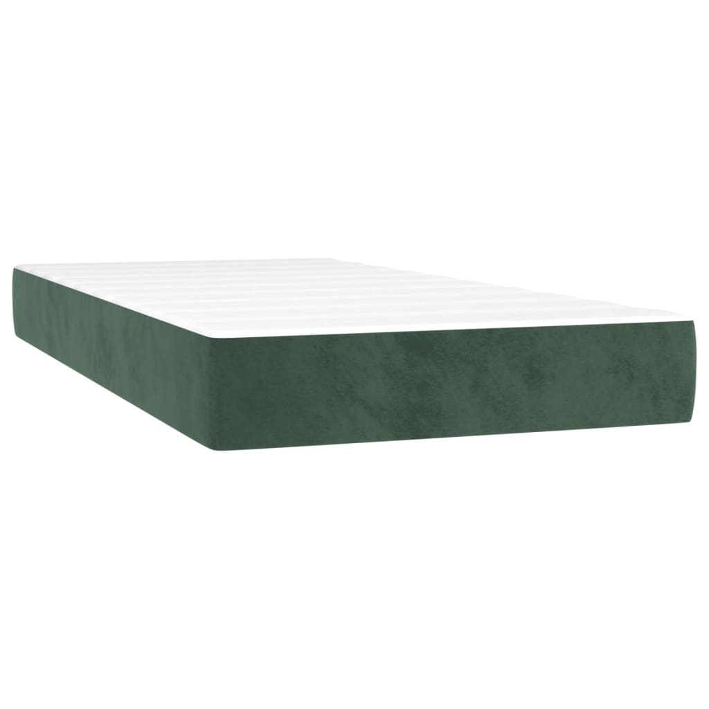 vidaXL Cama box spring colchón y LED terciopelo verde oscuro 100x200cm