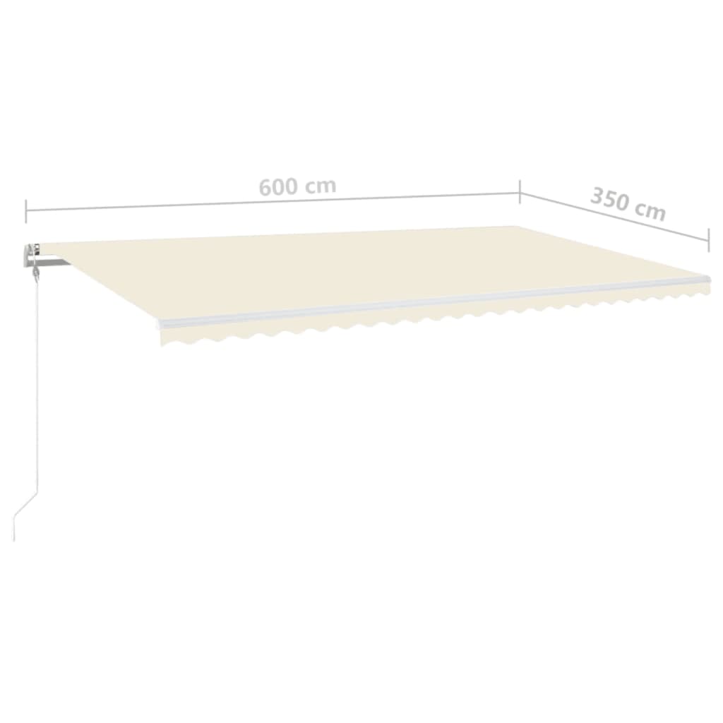 vidaXL Toldo automático con LED sensor de viento crema 600x350 cm