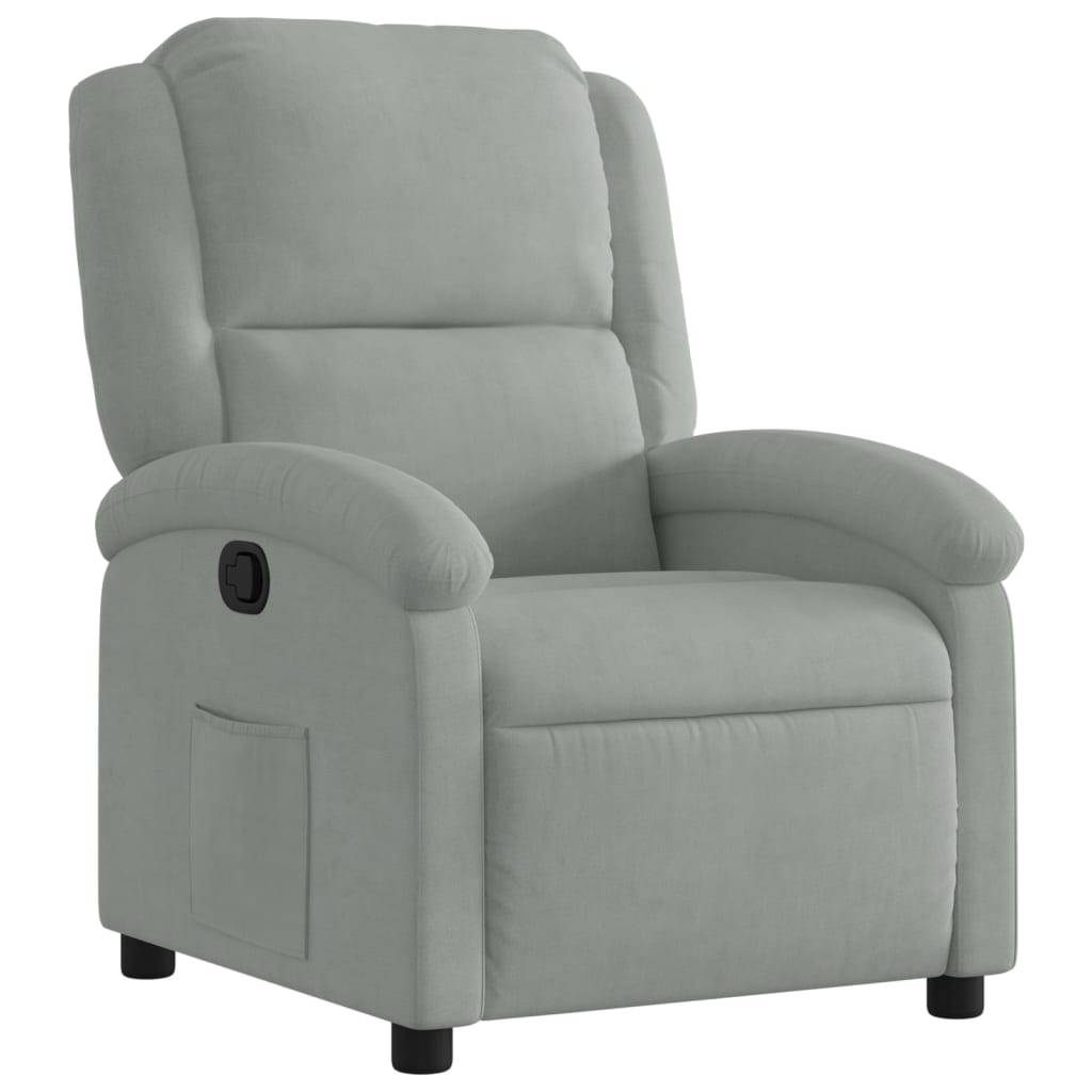 vidaXL Sillón reclinable de terciopelo gris claro