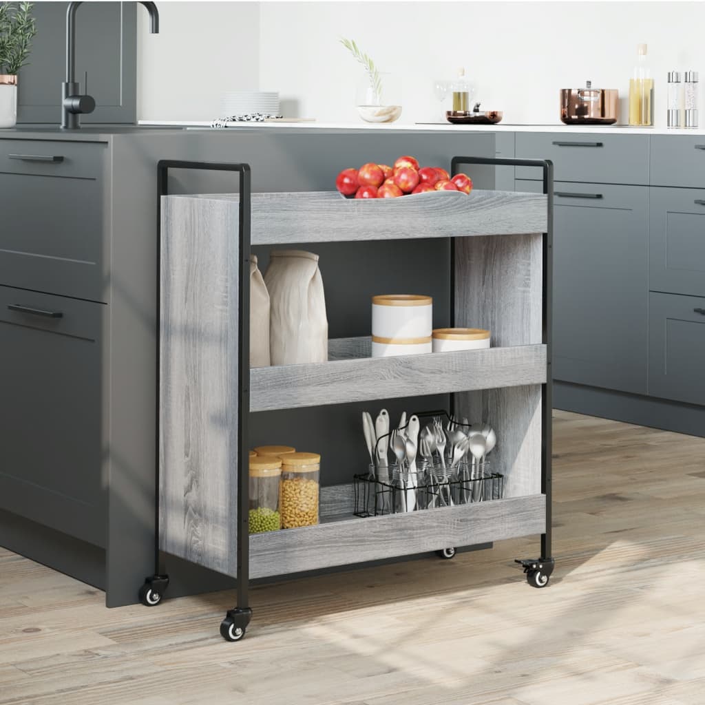 vidaXL Carrito de cocina madera de ingeniería gris Sonoma 70x30x82 cm