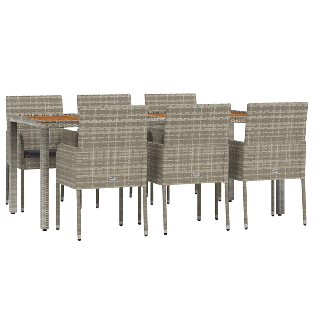 vidaXL Set comedor jardín 7 pzas y cojines ratán sintético gris