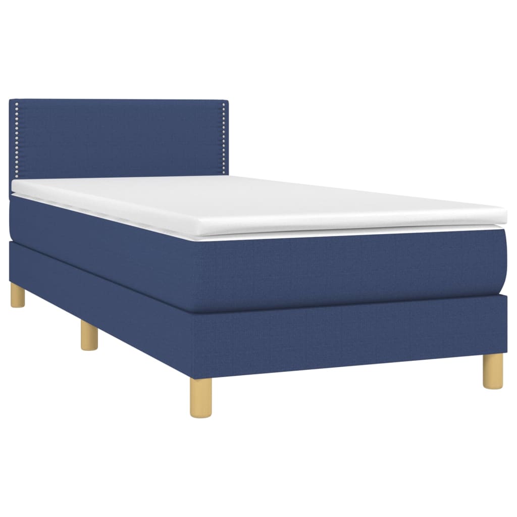 vidaXL Cama box spring con colchón tela azul 100x200 cm