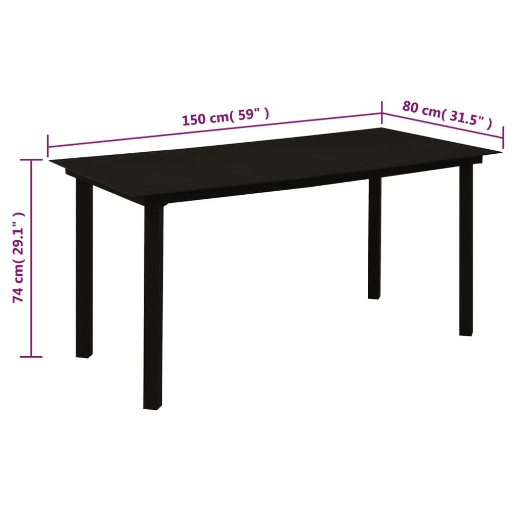 vidaXL Juego de comedor para jardín 7 piezas ratán PVC negro