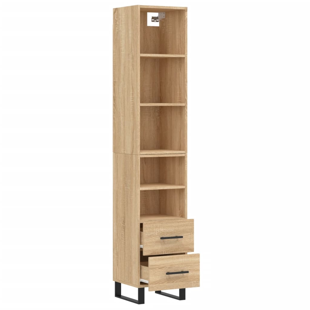 vidaXL Aparador de madera contrachapada roble Sonoma 34,5x34x180 cm