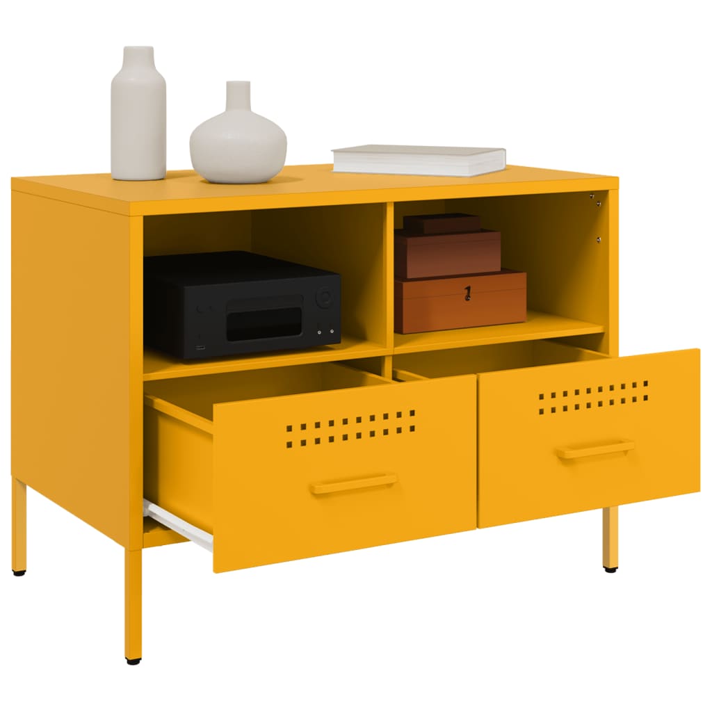 vidaXL Mueble para TV acero amarillo mostaza 68x39x50,5 cm