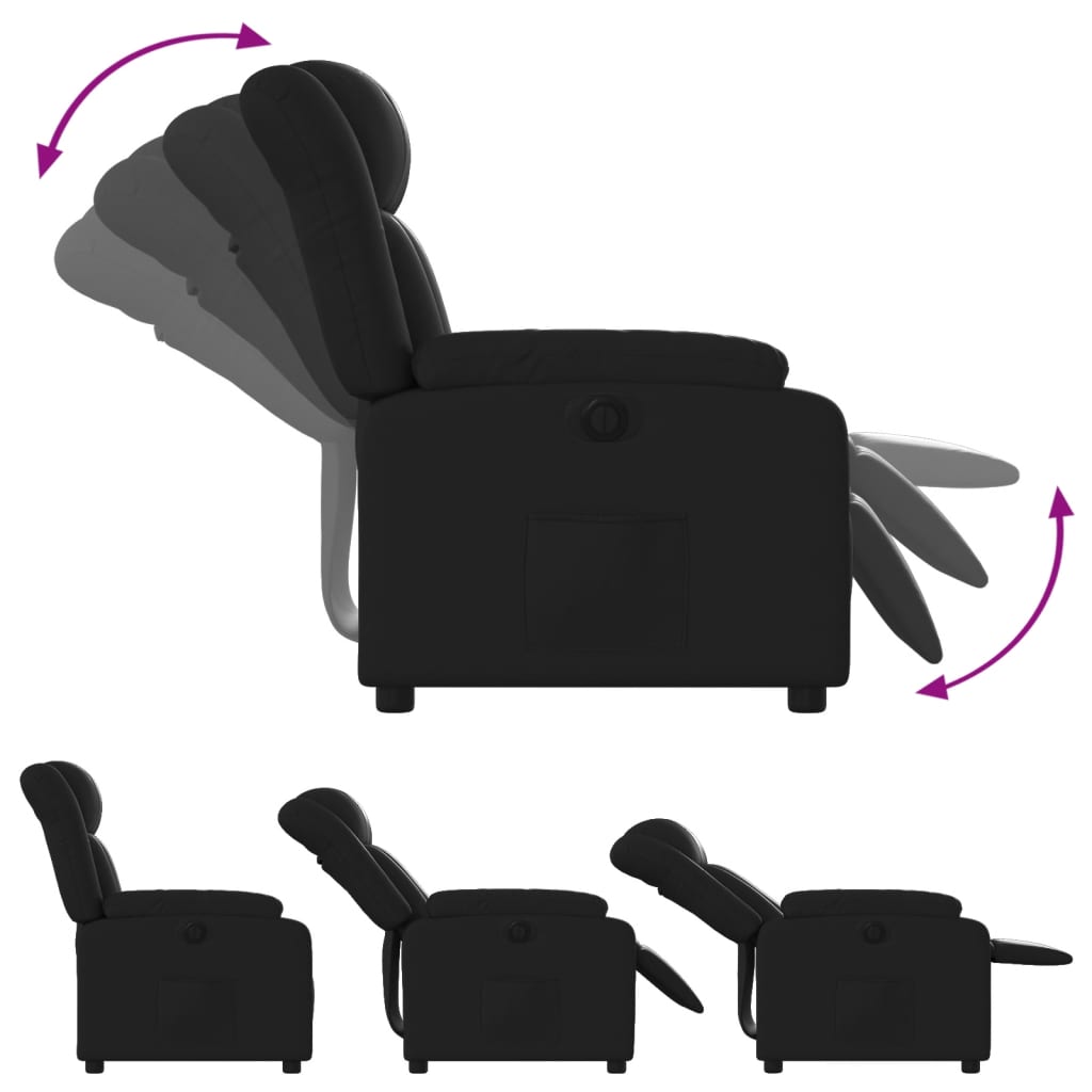 vidaXL Sillón reclinable eléctrico de cuero sintético negro
