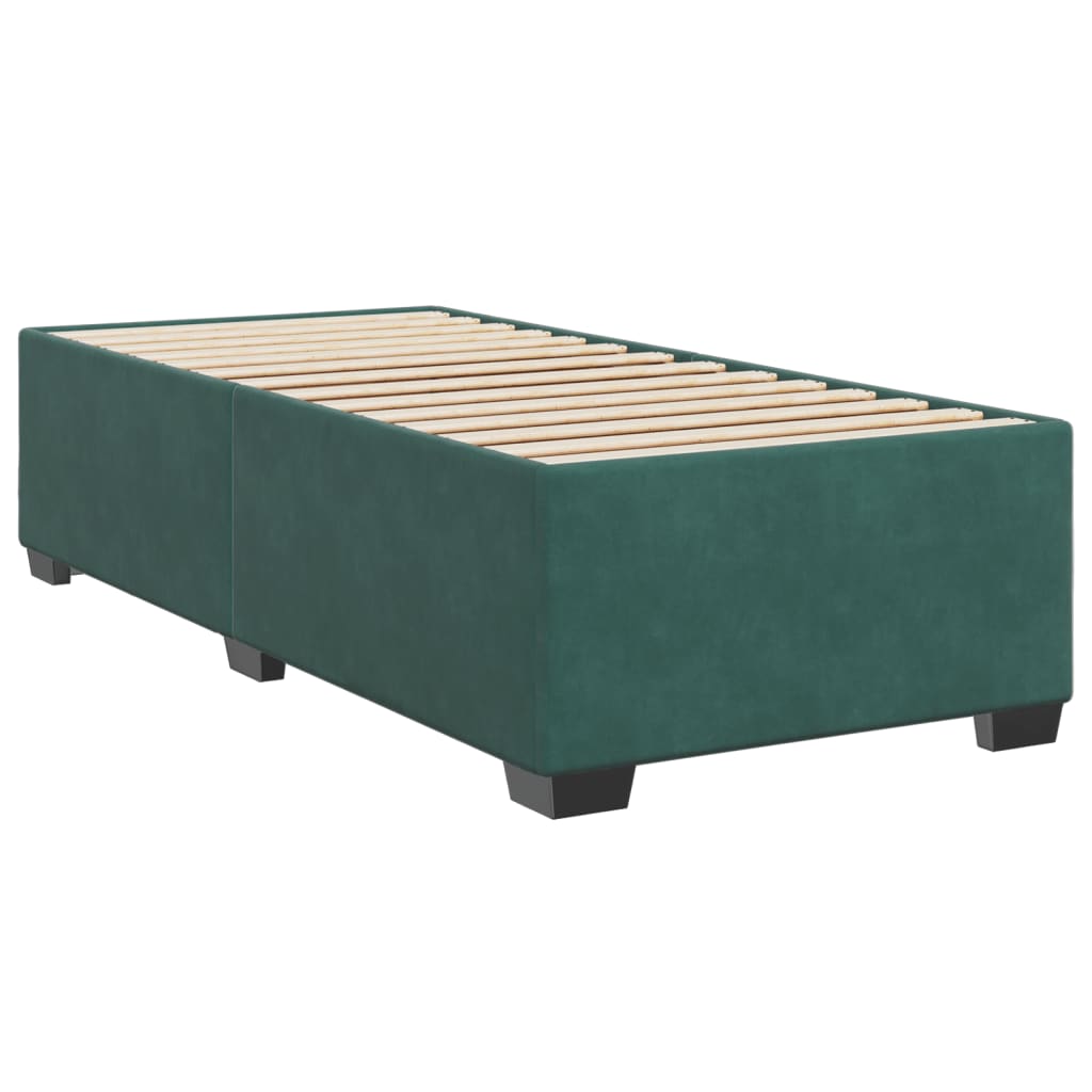 vidaXL Cama box spring con colchón terciopelo verde oscuro 90x190 cm