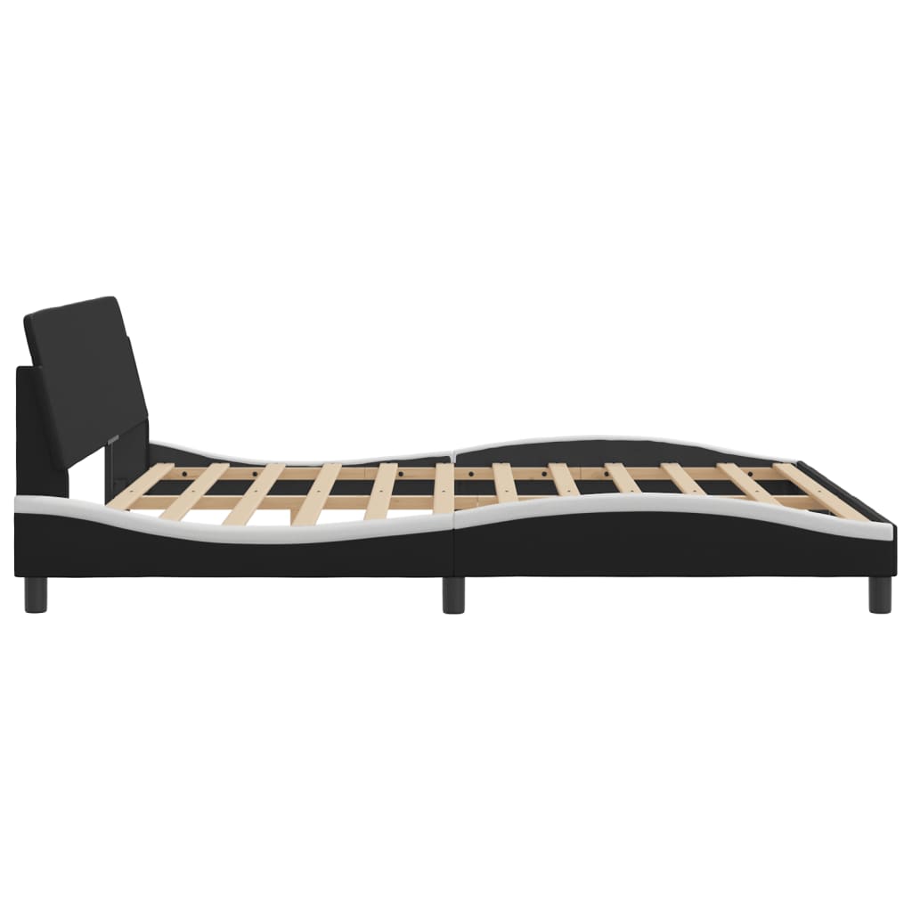 vidaXL Estructura de cama con cabecero cuero sintético negro y blanco