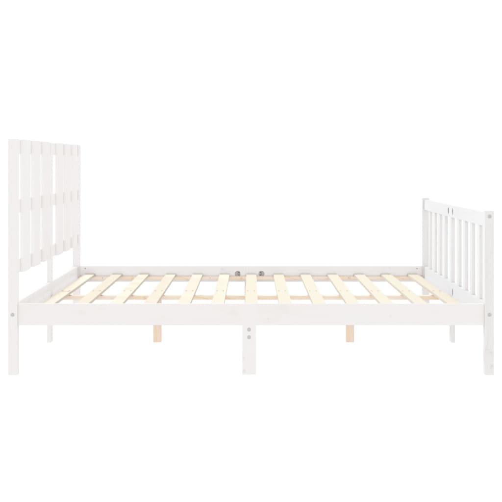 vidaXL Estructura de cama con cabecero madera maciza blanco 200x200 cm