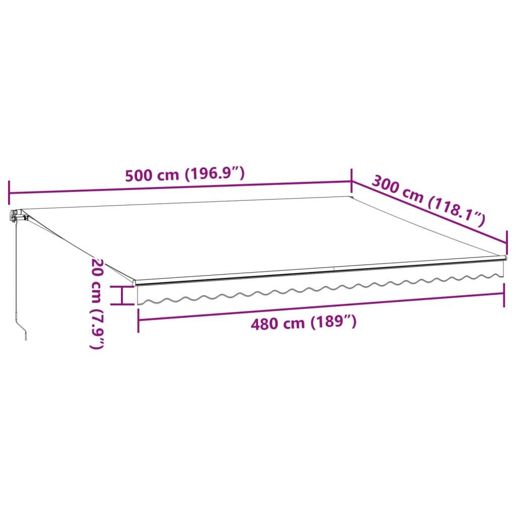 vidaXL Toldo retráctil manual gris antracita y blanco 500x300 cm