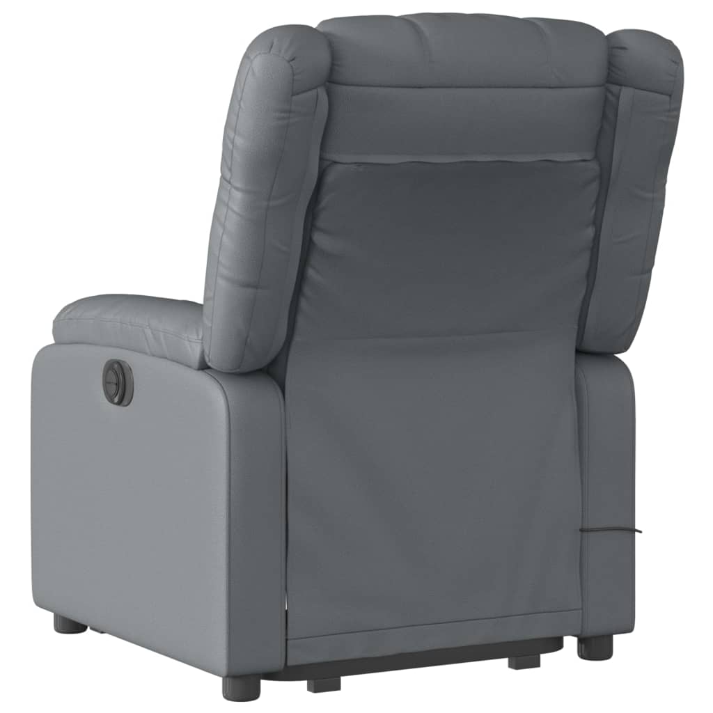 vidaXL Sillón de masaje elevable eléctrico cuero sintético gris