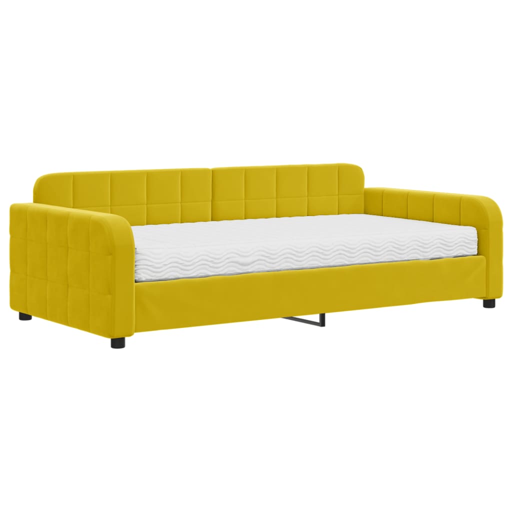 vidaXL Sofá cama con colchón terciopelo amarillo 100x200 cm