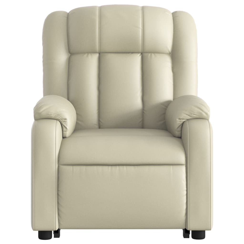 vidaXL Sillón reclinable de masaje de pie cuero artificial color crema