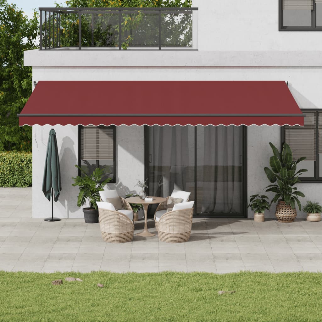 vidaXL Toldo retráctil manual burdeos 600x350 cm