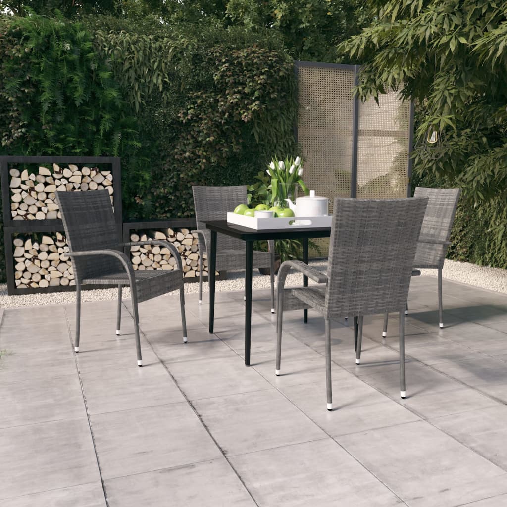 vidaXL Juego de comedor para jardín 5 piezas con cojines gris y negro