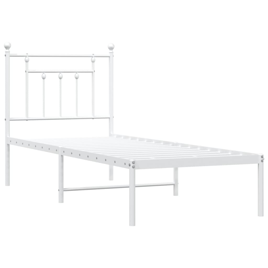 vidaXL Estructura cama sin colchón con cabecero metal blanco 75x190 cm