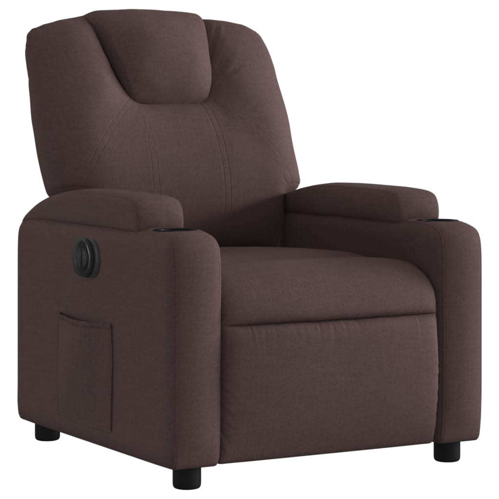 vidaXL Sillón reclinable eléctrico tela marrón oscuro