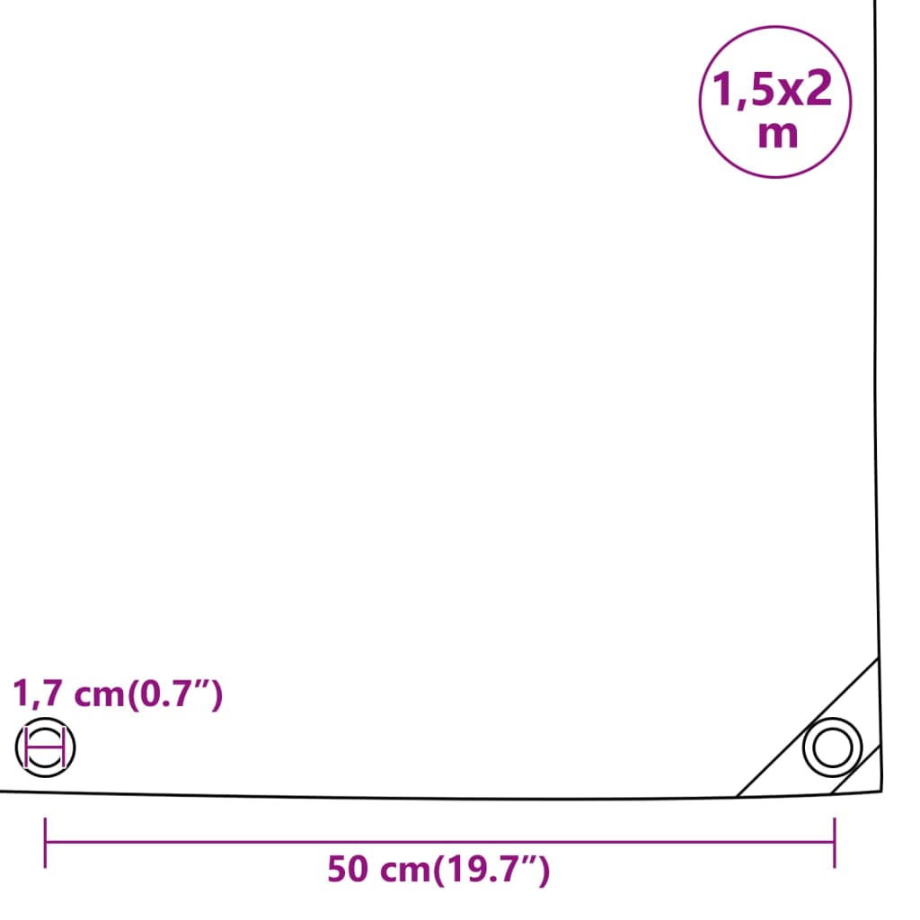 vidaXL Lona verde 1,5x2 m 650 g/m²