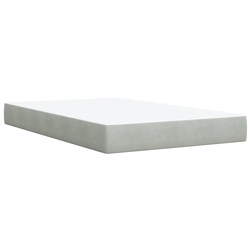 vidaXL Cama box spring con colchón terciopelo gris claro 120x190 cm