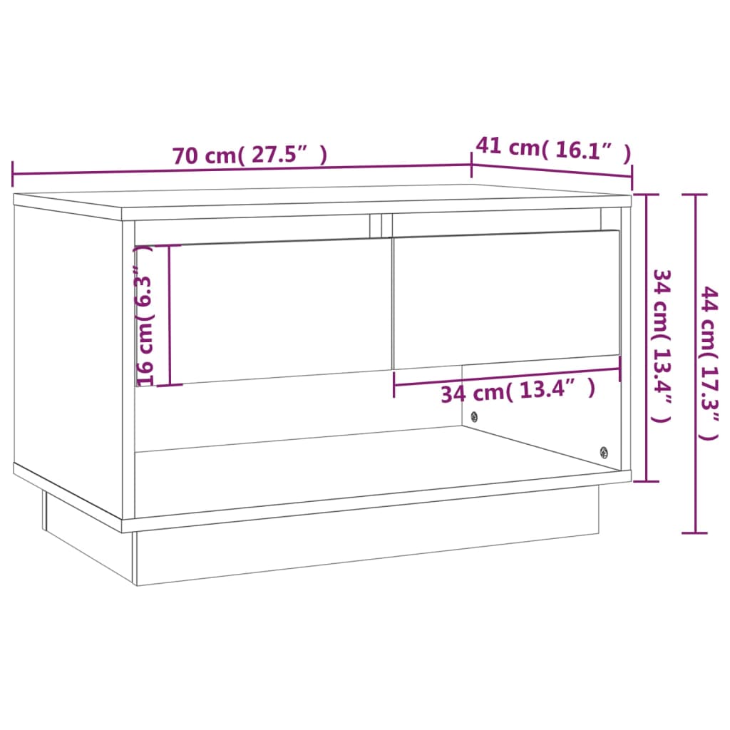 vidaXL Mueble para TV madera contrachapada roble Sonoma 70x41x44 cm