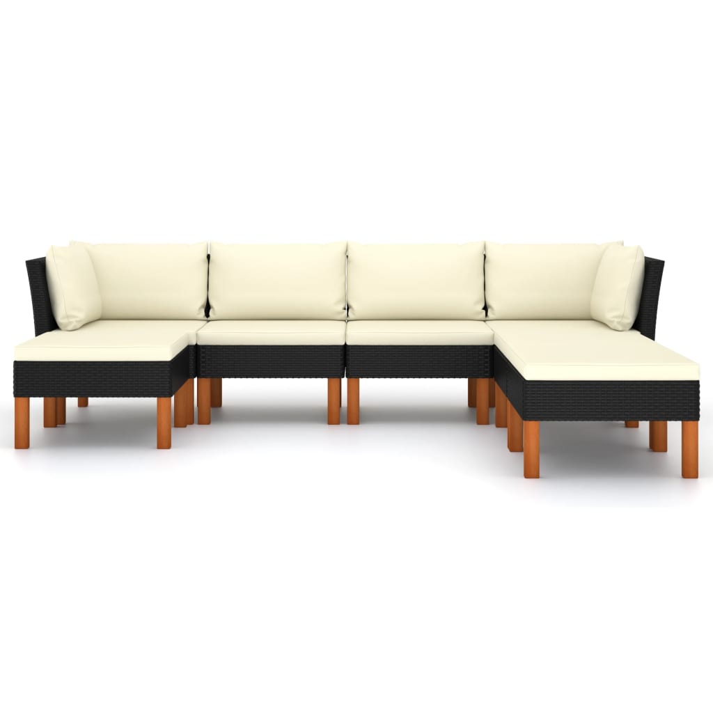 vidaXL Set de muebles de jardín 7 pzas y cojines ratán sintético negro