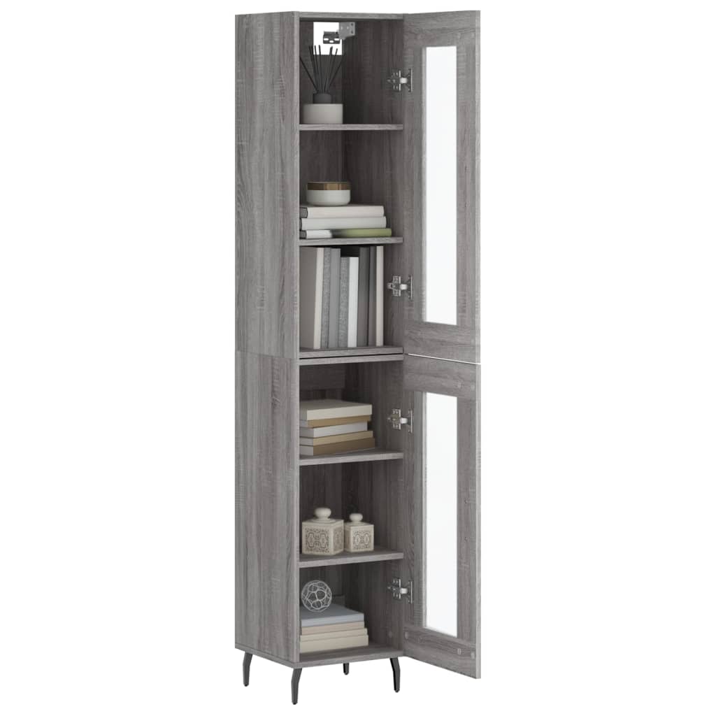 vidaXL Aparador alto madera contrachapada gris Sonoma 34,5x34x180 cm