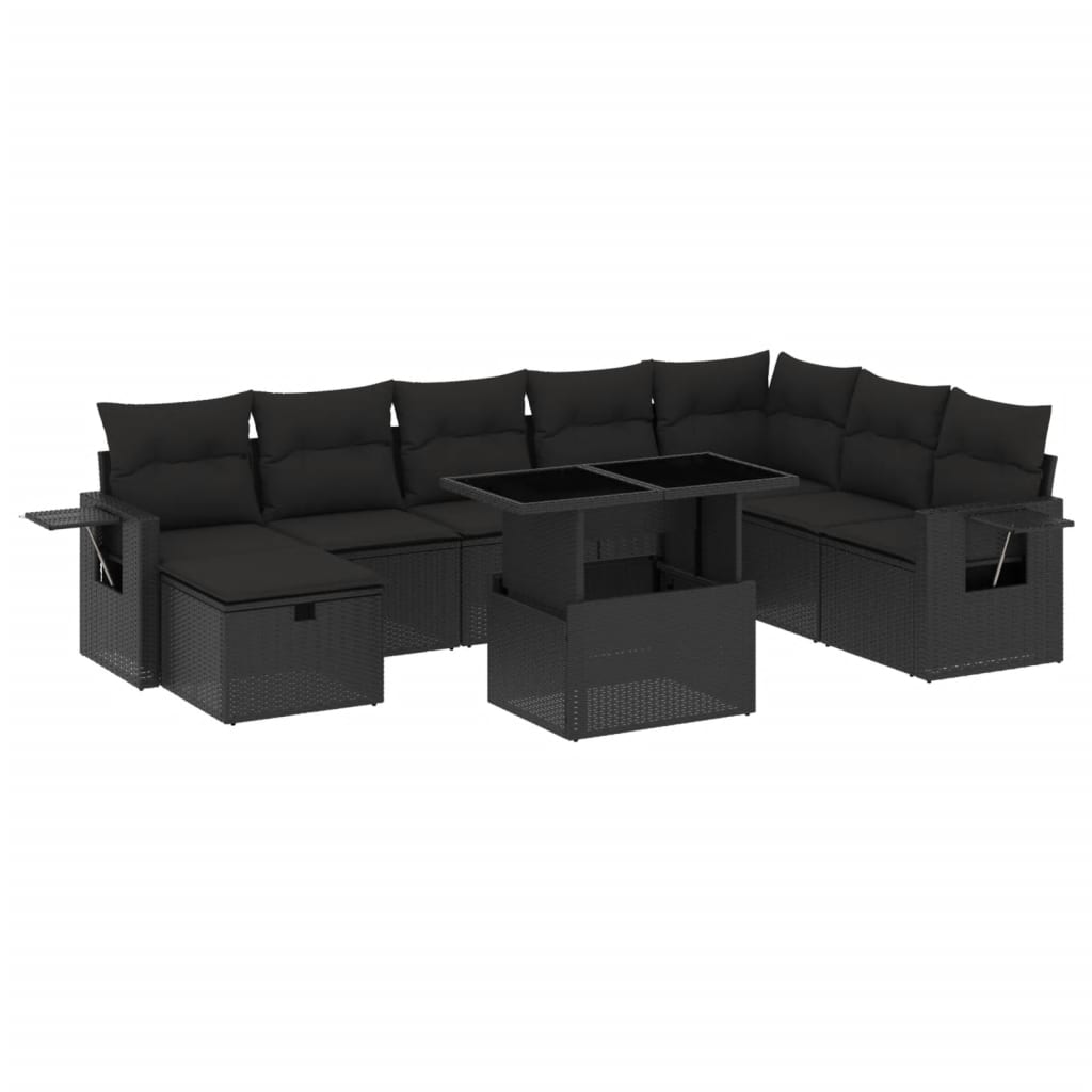 vidaXL Set de sofás de jardín 8 piezas y cojines ratán sintético negro