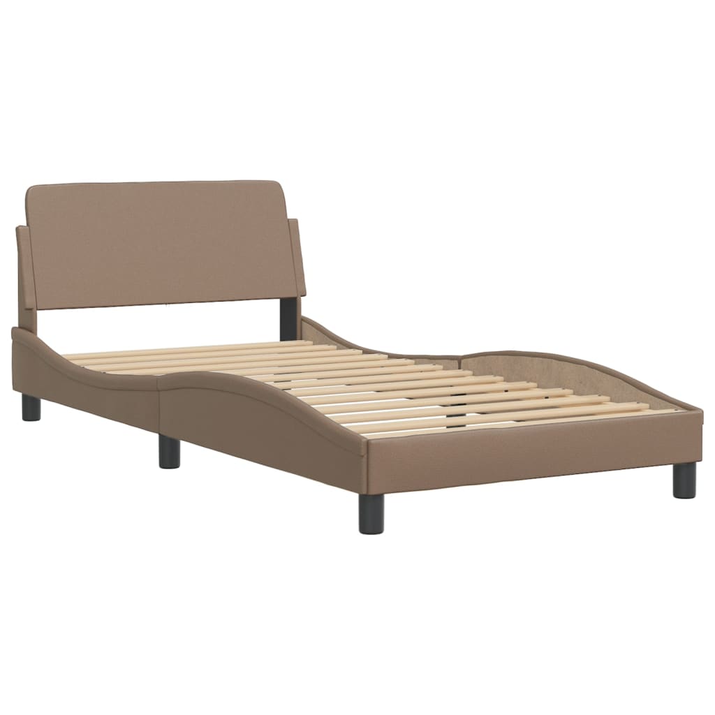 vidaXL Cama con colchón cuero sintético capuchino 100x200 cm