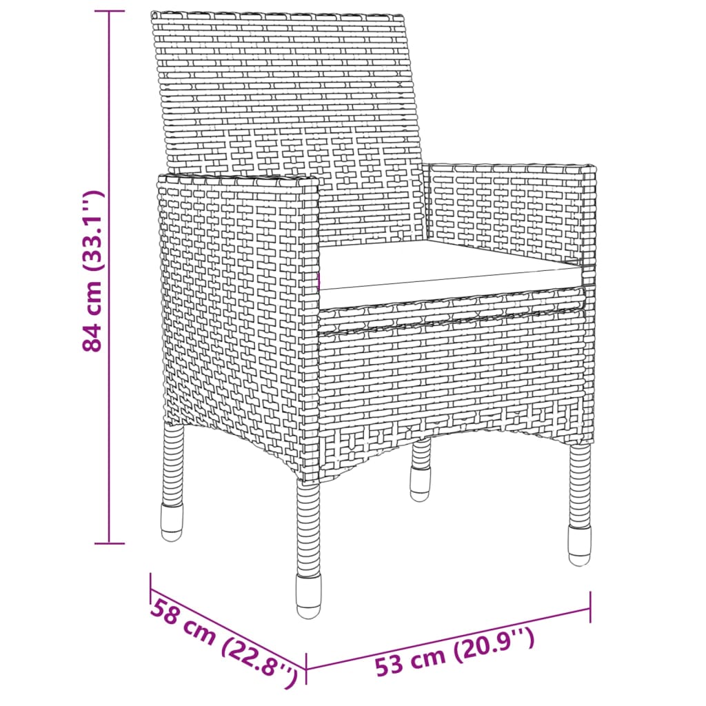 vidaXL Set de comedor de jardín 7 pzas ratán PE vidrio templado marrón