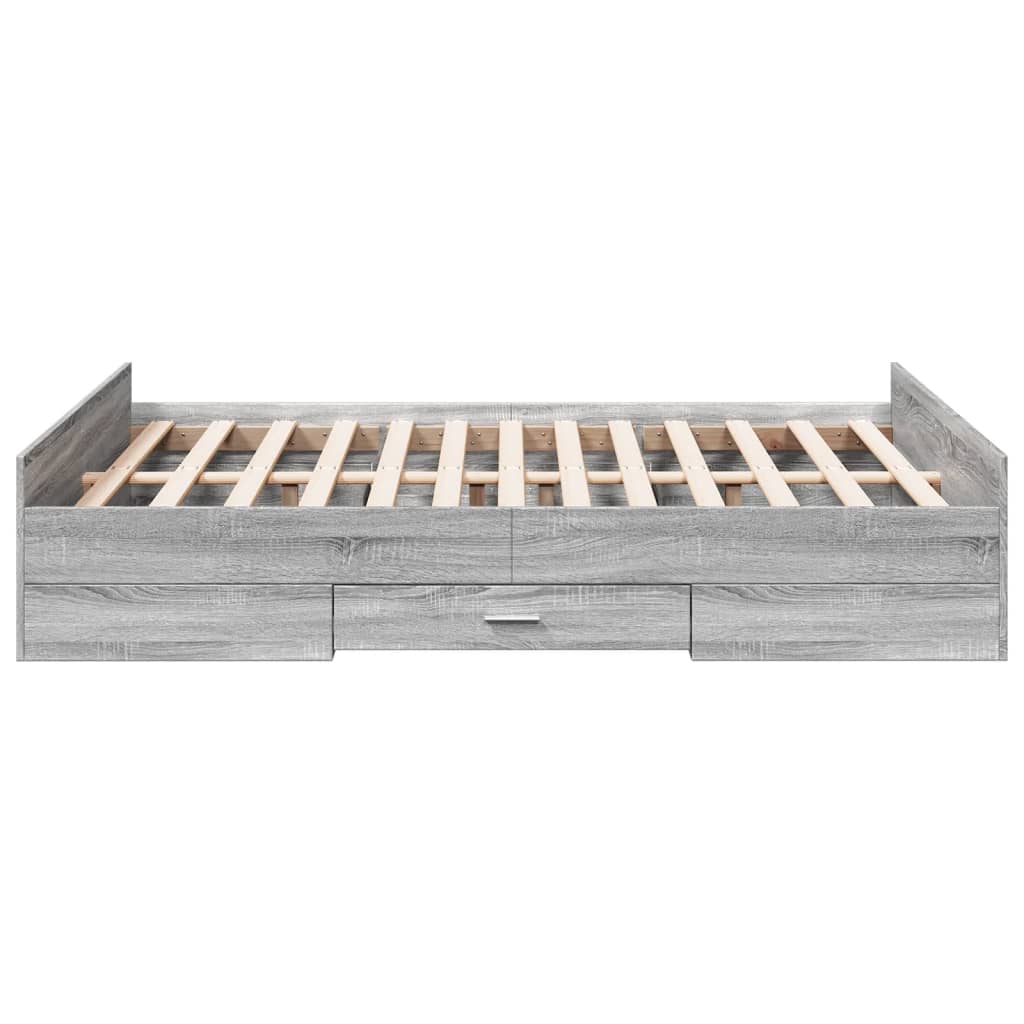 vidaXL Cama con cajones madera ingeniería gris Sonoma 120x200 cm