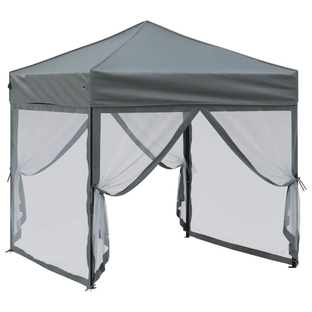 vidaXL Carpa para fiestas plegable con paredes gris antracita 2x2 m