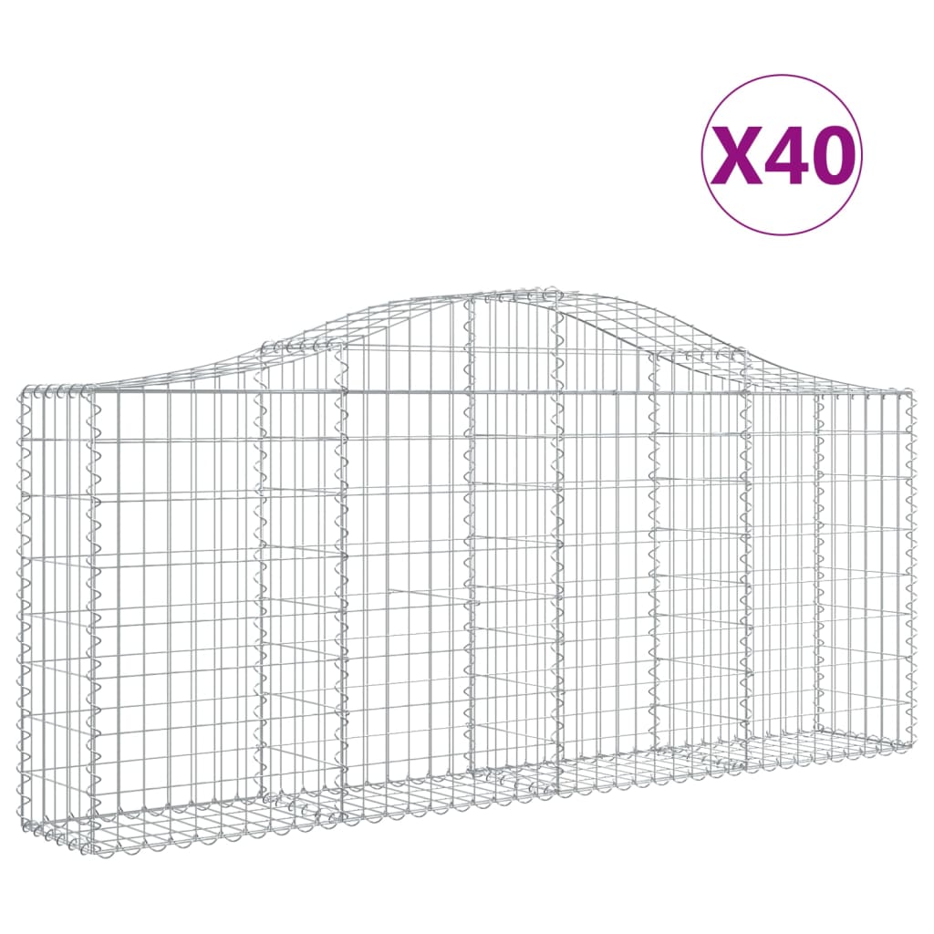 vidaXL Cestas de gaviones 40 uds forma de arco hierro 200x30x80/100 cm