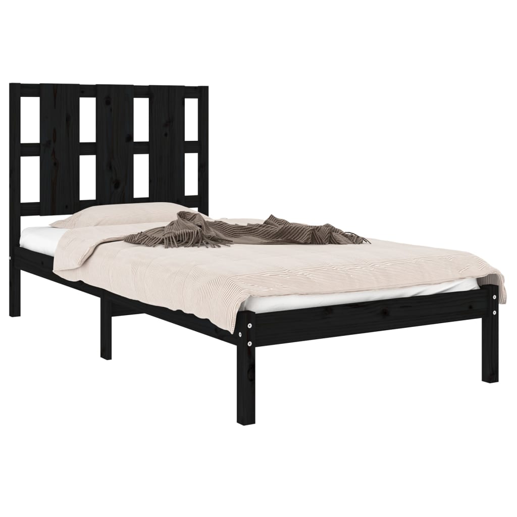 vidaXL Estructura de cama madera maciza de pino negra 100x200 cm