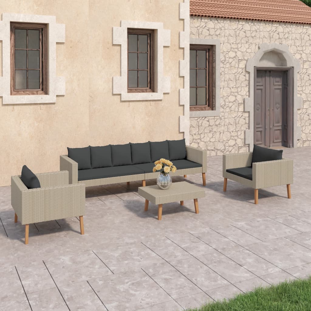 vidaXL Set de muebles de jardín 4 pzas y cojines ratán sintético beige