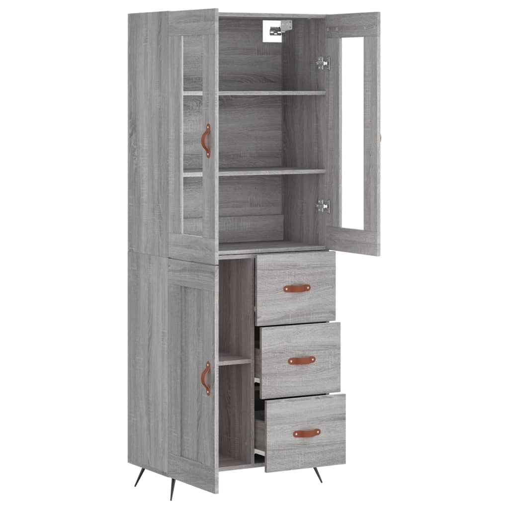 vidaXL Aparador alto madera contrachapada gris sonoma 69,5x34x180 cm