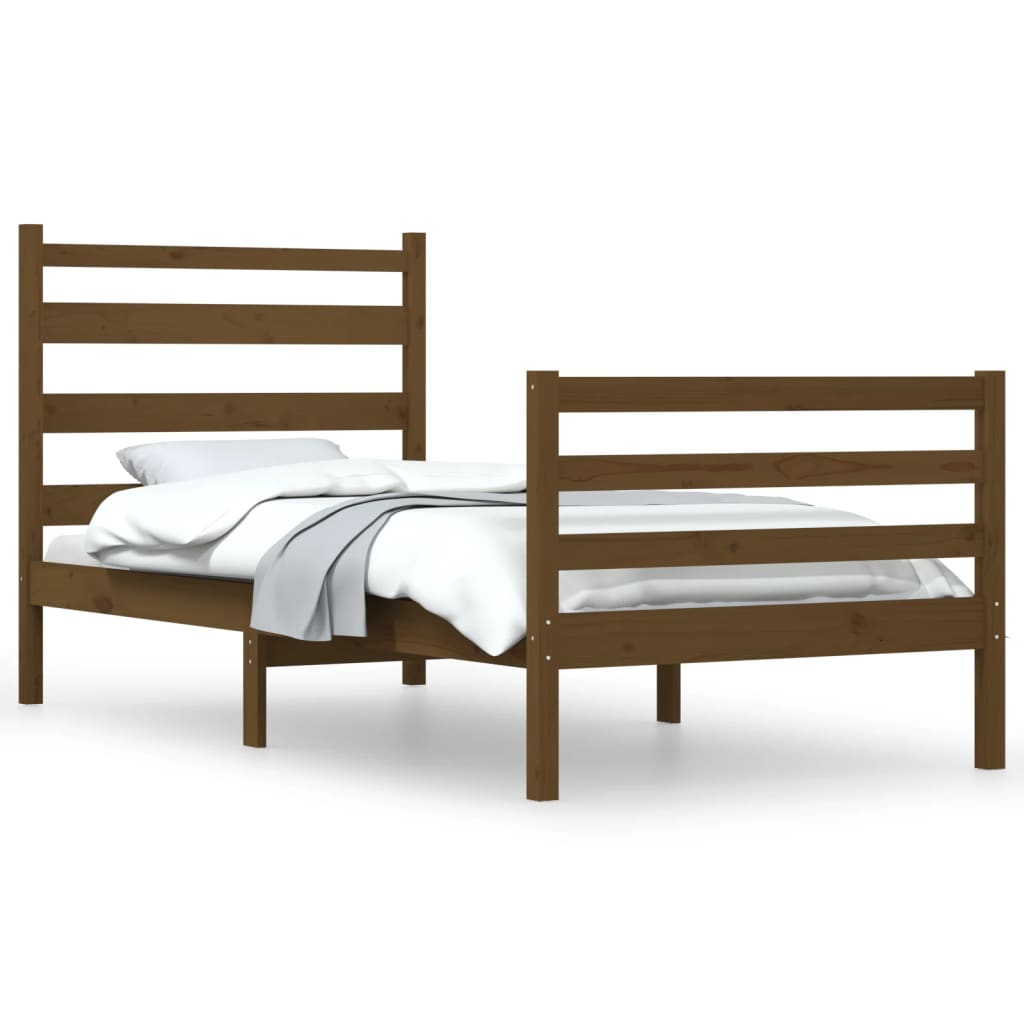 vidaXL Estructura de cama de madera maciza pino 90x200 cm marrón miel