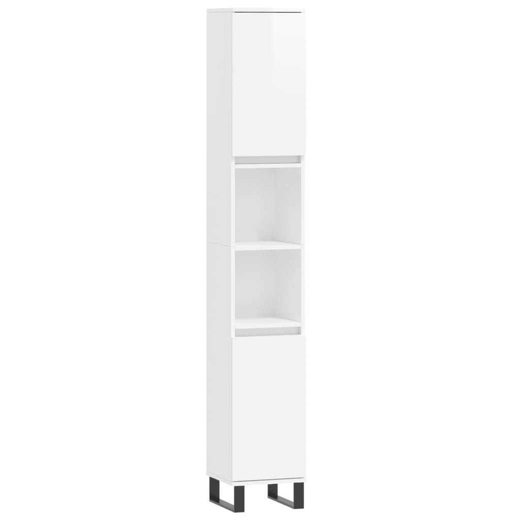 vidaXL Set de muebles baño 3 pzas madera contrachapada blanco brillo