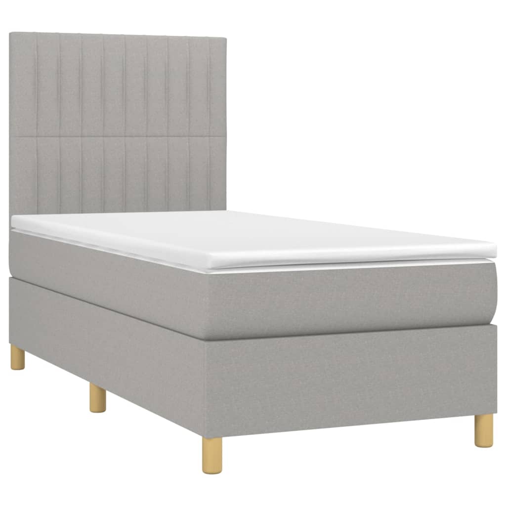 vidaXL Cama box spring con colchón tela gris claro 90x200 cm